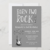 Grijs Twee Rock Gitaar 2e Verjaardagsfeestje Kaart (Voorkant)