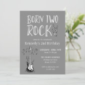 Grijs Twee Rock Gitaar 2e Verjaardagsfeestje Kaart (Staand voorkant)