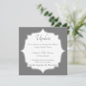 Grijs uitgestelde bruiloft update aankondiging (Staand voorkant)