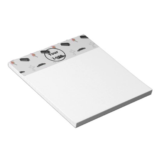 Grijs uitvaartpatroon notitieblok (Schuin)