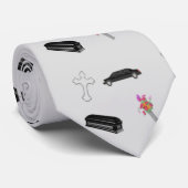 Grijs uitvaartpatroon stropdas (Opgerold)