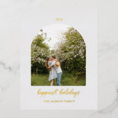 Grijs | Vakantiek kerstfoto-Folie Briefkaart feest (Voorkant)