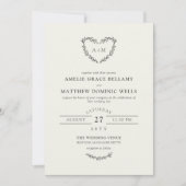 Grijs van het potlood Wit hartslag 2 in 1 bruiloft Kaart (Voorkant)