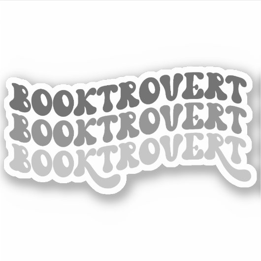 Grijs Veelkleurige Retro Booktrovert Vinyl Sticker (Voorkant)