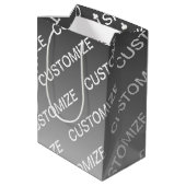 Grijs (veranderlijke kleur) Ombre & Tekstpatroon Medium Cadeauzakje (Achterkant Gekanteld)