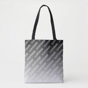Grijs (veranderlijke kleur) Ombre & Tekstpatroon Tote Bag