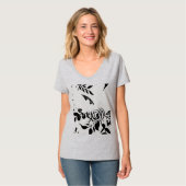 Grijs verbleekte bloem basic T-shirt, KLEIN T-shirt (Voorkant volledig)