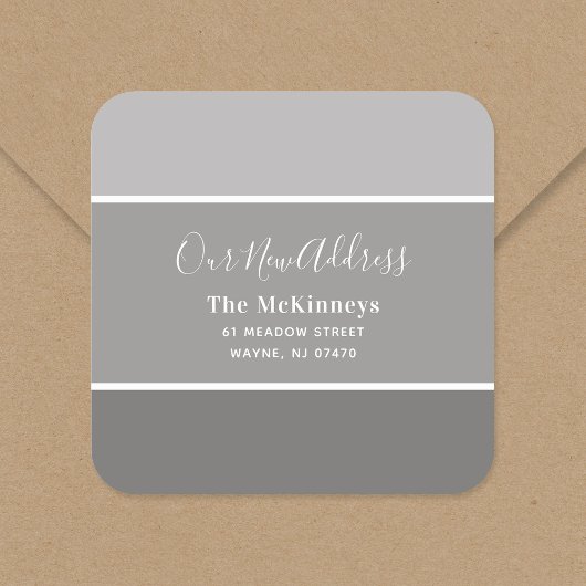 Grijs verfstaal Nieuw adres Vierkante Sticker