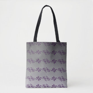 Grijs verloop Paarse gestreepte bloem blaadje patr Tote Bag