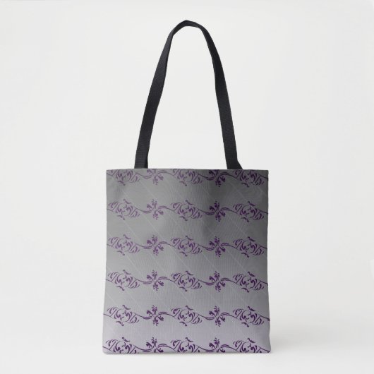 Grijs verloop Paarse gestreepte bloem blaadje patr Tote Bag (Voorkant)