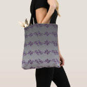 Grijs verloop Paarse gestreepte bloem blaadje patr Tote Bag (Dichtbij)