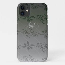Grijs Verlopend Bladpatroon Persoonlijk Case-Mate iPhone Case