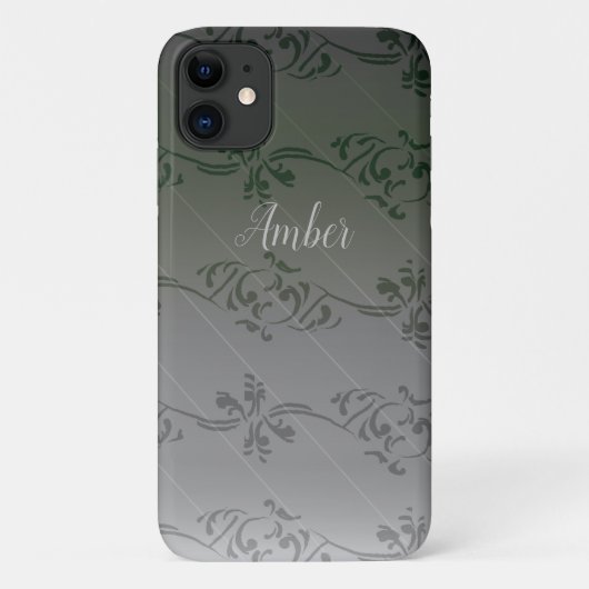 Grijs Verlopend Bladpatroon Persoonlijk Case-Mate iPhone Case (Achterkant)