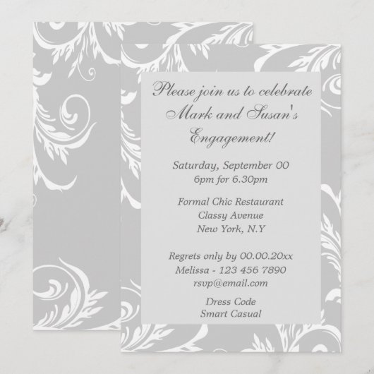 Grijs verloving ter gelegenheid van de witte verja kaart (Voorkant / Achterkant)