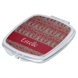 Grijs Victoriaans decoratief patroonkastanje Handtas Spiegeltje