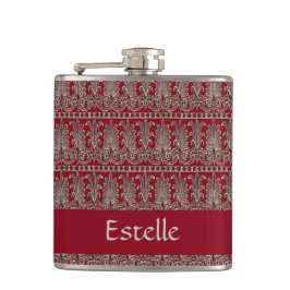 Grijs Victoriaans decoratief patroonkastanje Heupfles