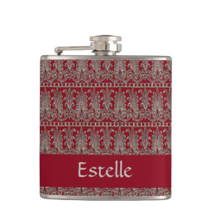 Grijs Victoriaans decoratief patroonkastanje Heupfles