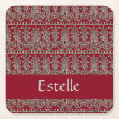 Grijs Victoriaans decoratief patroonkastanje Kartonnen Onderzetters (Voorkant)