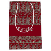 Grijs Victoriaans decoratief patroonkastanje Medium Cadeauzakje (Voorkant)