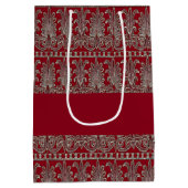 Grijs Victoriaans decoratief patroonkastanje Medium Cadeauzakje (Achterkant)