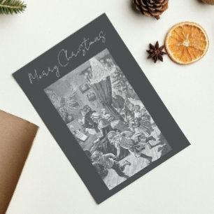 Grijs  Victoriaans Zweeds Vrolijk Kerstfeest Feestdagenkaart