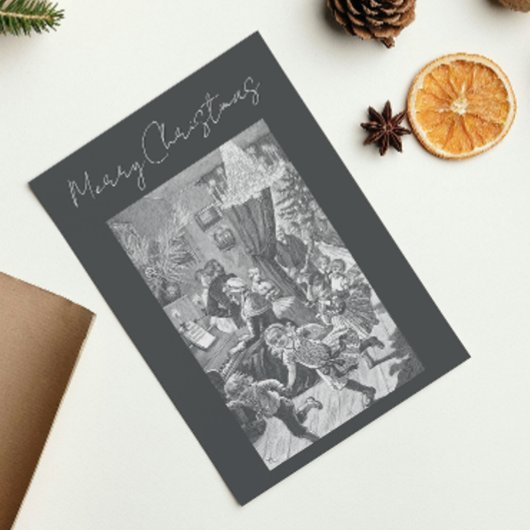 Grijs  Victoriaans Zweeds Vrolijk Kerstfeest Feestdagenkaart