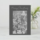 Grijs  Victoriaans Zweeds Vrolijk Kerstfeest Feestdagenkaart (Staand voorkant)