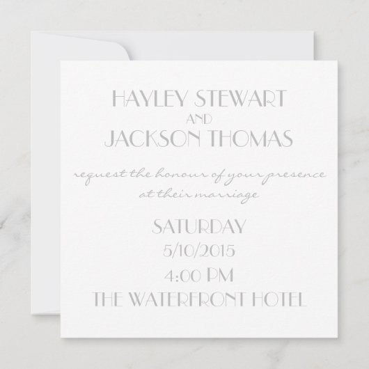 grijs vierkant huwelijksuitnodiging " met liefde " kaart (Achterkant)