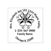 Grijs vierkant thuisadres Contactgegevens Rubberstempel (Afrduk)