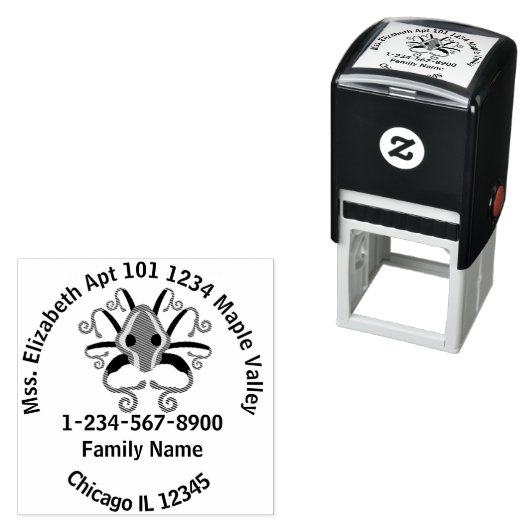 Grijs vierkant thuisadres Contactgegevens Zelfinktende Stempel (In situ)