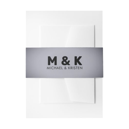 Grijs Vignet Monogram Bruiloft Uitnodigingen Wikkel (Voorkant Voorbeeld)