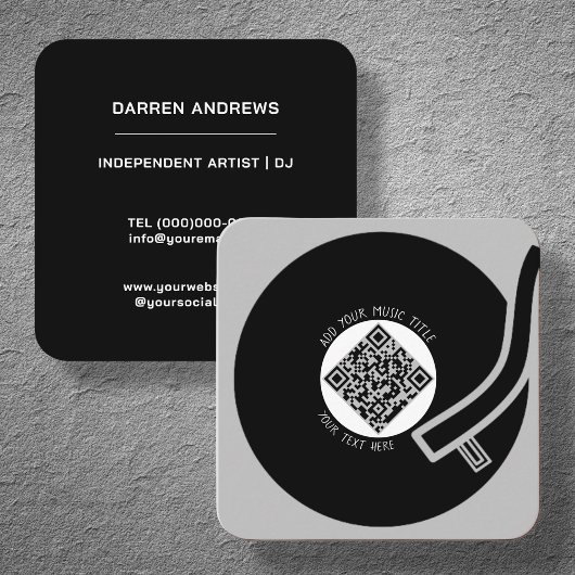 Grijs Vinyl LP | QR-code Vierkante Visitekaartje