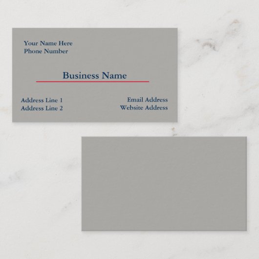 Grijs visitekaartsjabloon visitekaartje (Voorkant / Achterkant)
