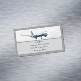 Grijs Vliegtuig Vliegtuigkapitein Pilootvliegtuig  Magnetisch Visitekaartje