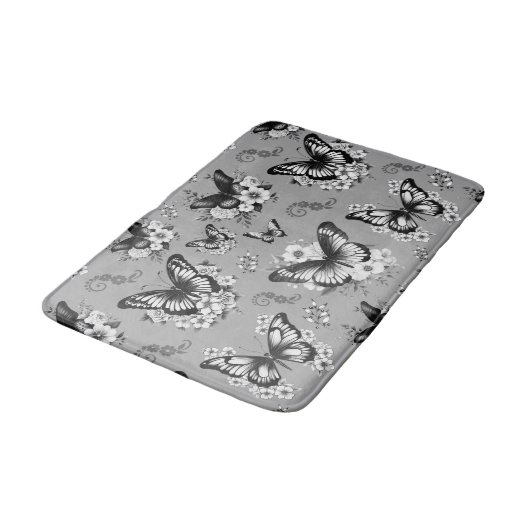 Grijs vlinderpatroon badmat (Gekanteld)