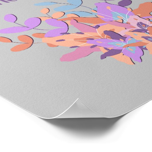 Grijs 'Vrede in je hart houden' Floral Poster (Hoek)