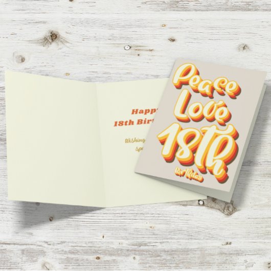 Grijs Vrede Liefde Retro Groovy 18e Gelukkige Verj Kaart