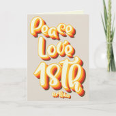Grijs Vrede Liefde Retro Groovy 18e Gelukkige Verj Kaart (Voorkant)