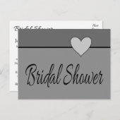 Grijs Vrijgezellenfeest Hart Uitnodiging Grijs & Z (Voorkant / Achterkant)