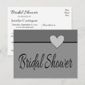 Grijs Vrijgezellenfeest Hart Uitnodiging Grijs & Z Briefkaart (Voorkant / Achterkant)