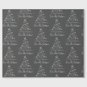 Grijs Vrolijk Kerstboom Licht Aangepaste familiena Cadeaupapier (Vlak)