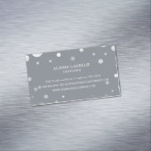 Grijs Vrouwelijk Chic Silver Confetti Polka Dot Magnetisch Visitekaartje (Voorbeeld)