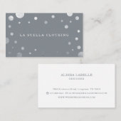 Grijs Vrouwelijk Chic Silver Confetti Polka Dot Visitekaartje (Voorkant / Achterkant)