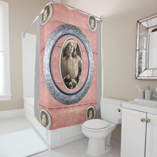  grijs vrouwen roze douchegordijn (In situ)