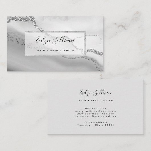 grijs waterverf-agate ontwerp visitekaartje (Voorkant / Achterkant)