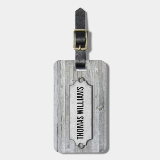 grijs weershout met schuine label bagagelabel (Voorkant verticaal)