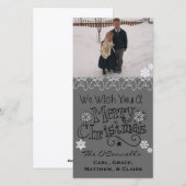 Grijs Wens je Vrolijk Kerstmis Fotokaart Feestdagenkaart (Voorkant / Achterkant)