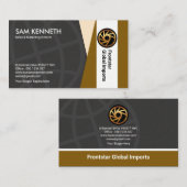 Grijs Wereldbol Bruin - Verticale kolomverkoop Visitekaartje (Voorkant / Achterkant)