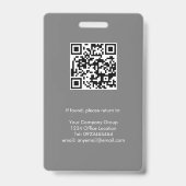 Grijs, Werknemersfoto ID w/QR-Code, Bedrijf Badge (Achterkant)