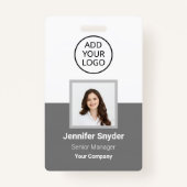 Grijs, Werknemersfoto ID w/QR-Code, Bedrijf Badge (Voorkant)